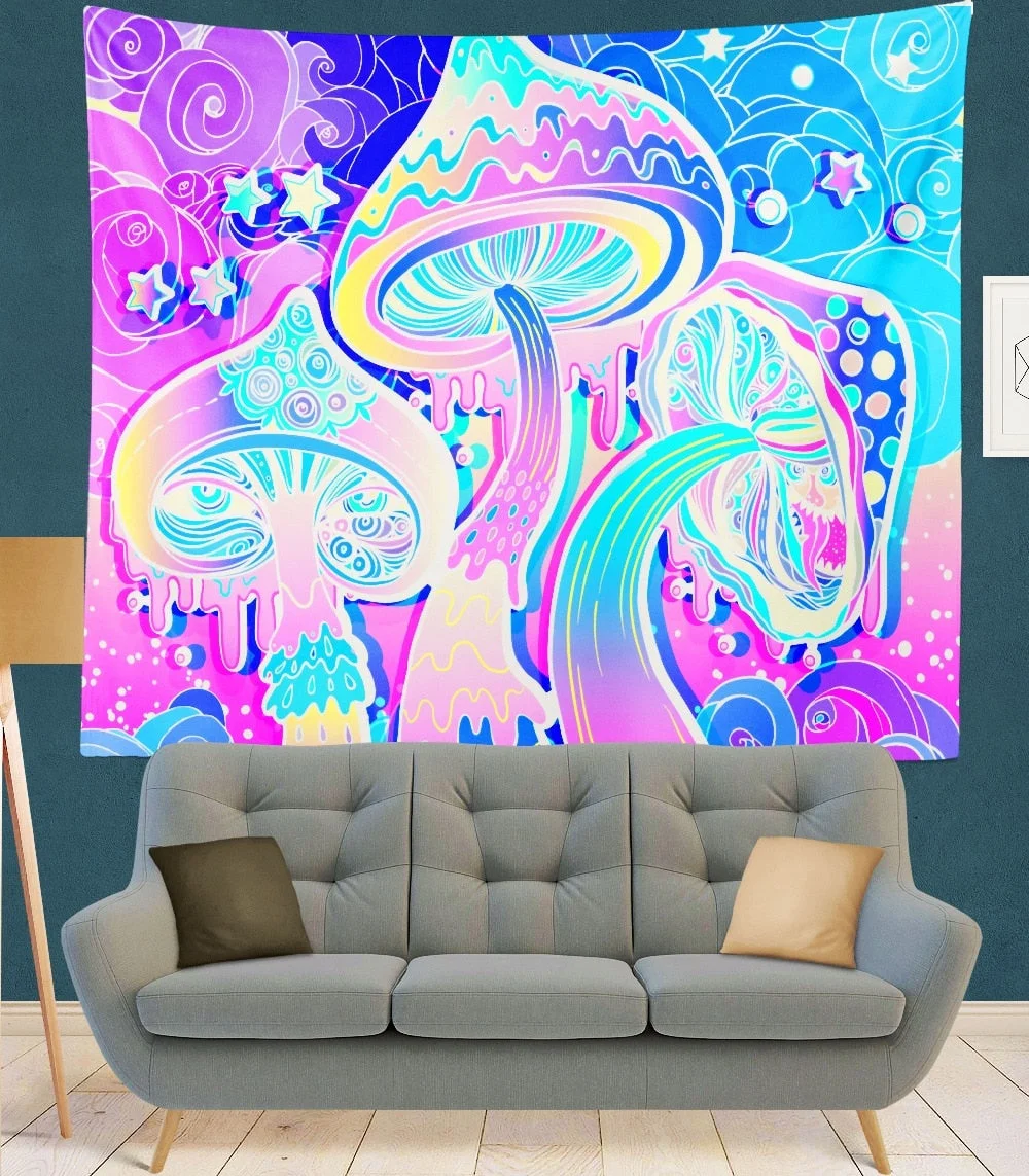 India Mandala Tapestry purple mushroom Wall Hanging Boho Decor Wall Cloth Tapestries Psychedelic Hippie Mandala Wall Carpet