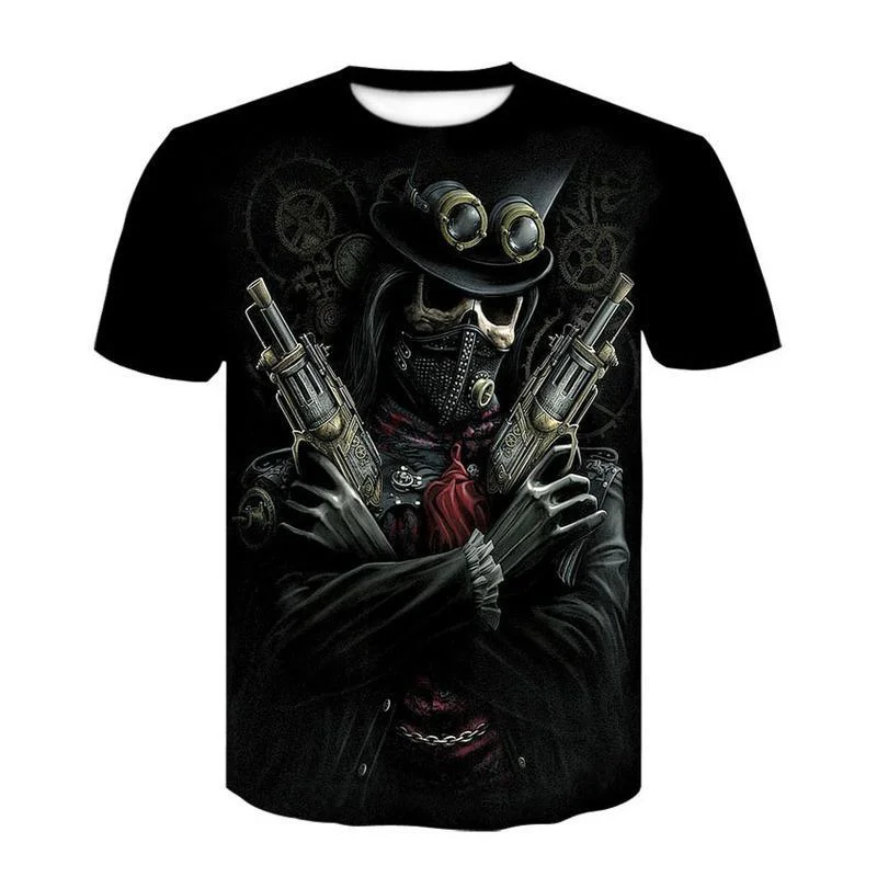 Men's Gothic Printed O Neck Short Sleeve T-shirt