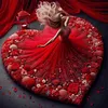 Heart Red Dress Girl-11CT Stamped Cross Stitch 40*40cm tapestrymarket