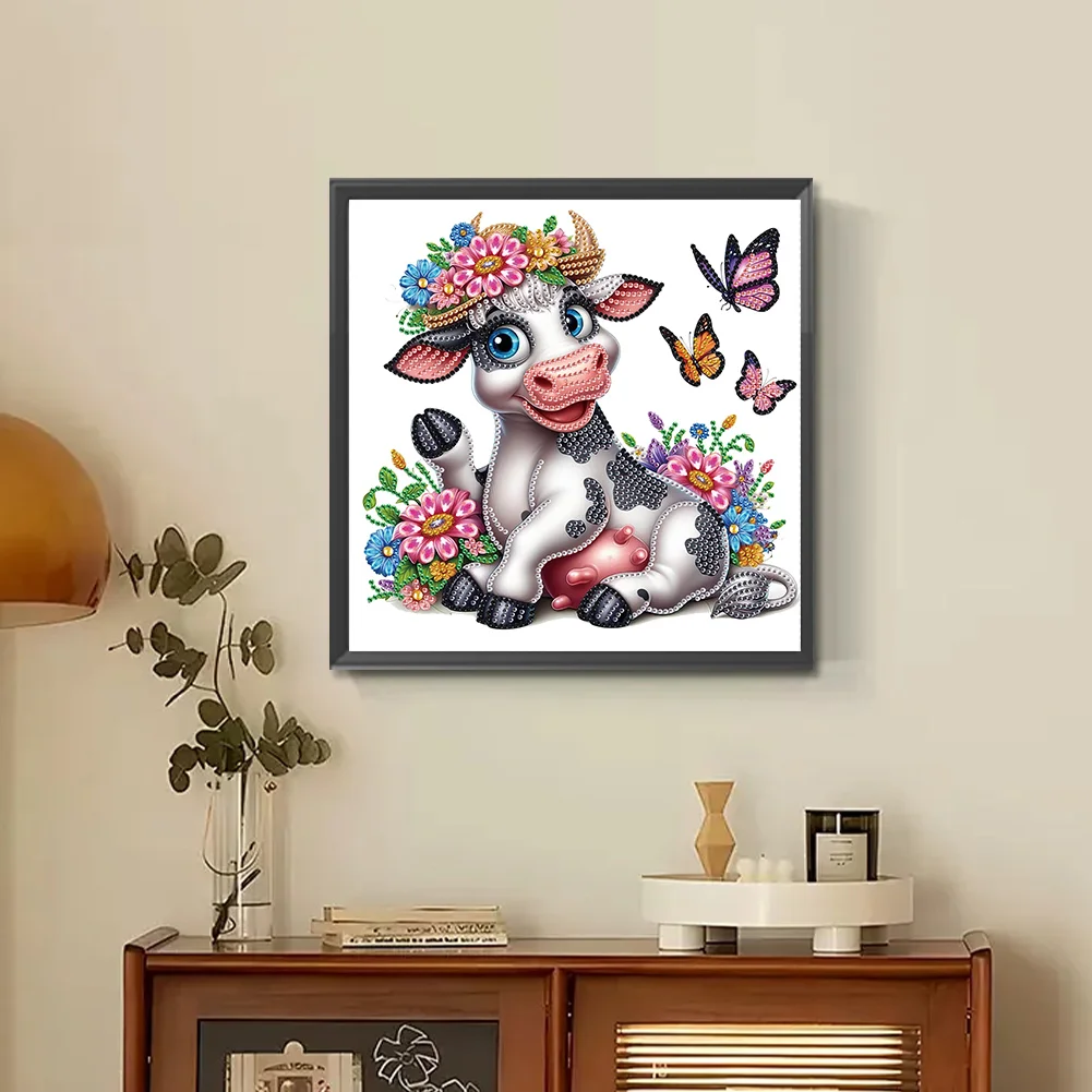 Diamond Painting - Partial Special Shaped Drill - Flower Cow(Canvas|30*30cm)