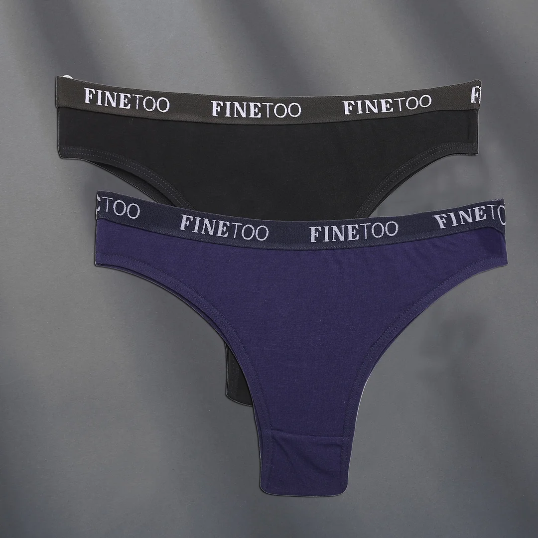 FINETOO 2PCS/Set Cotton Women Sexy Panties Letter Waisted Woman Underwear Fashion Underpant M-XL Female Girls Briefs Lingerie