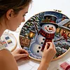 Snow Man 11CT 3 Strands DIY Stamped Cross Stitch Kit for Adults 45x45cm