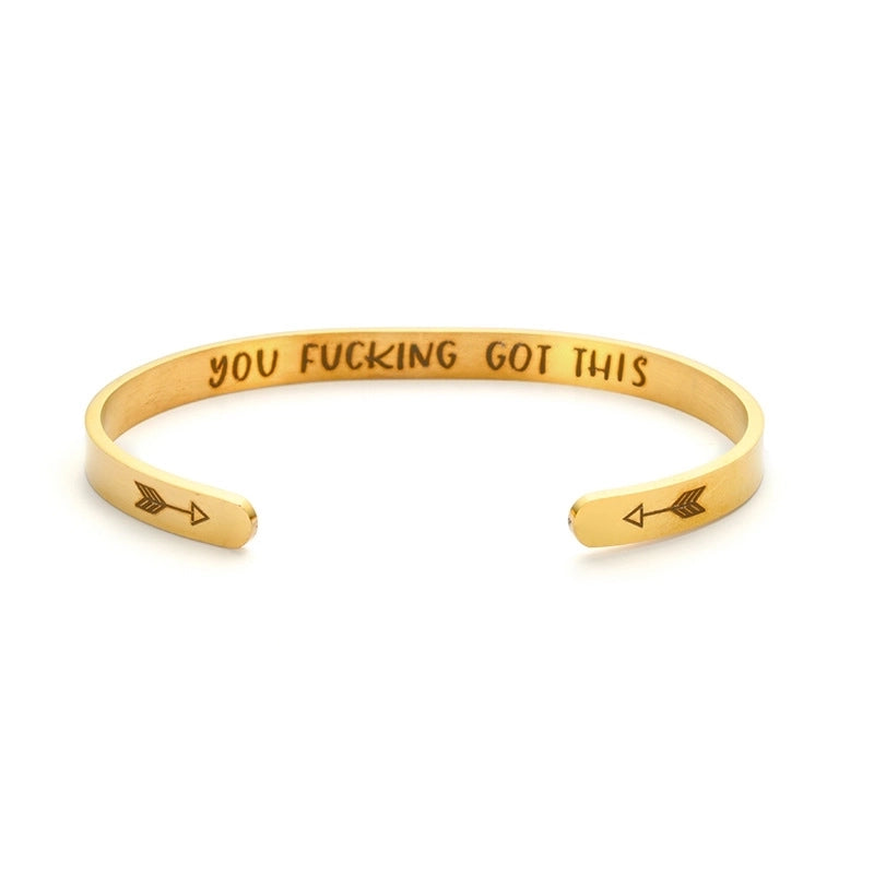 Fashion C Shape Letter Stainless Steel 18K Gold Plated Bangle In Bulk