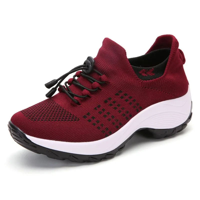 2021 Autumn Women Flat Platform Sneakers for Women Breathable Mesh Sneakers Shoes Spring Ladies Laces for Sock Sneakers