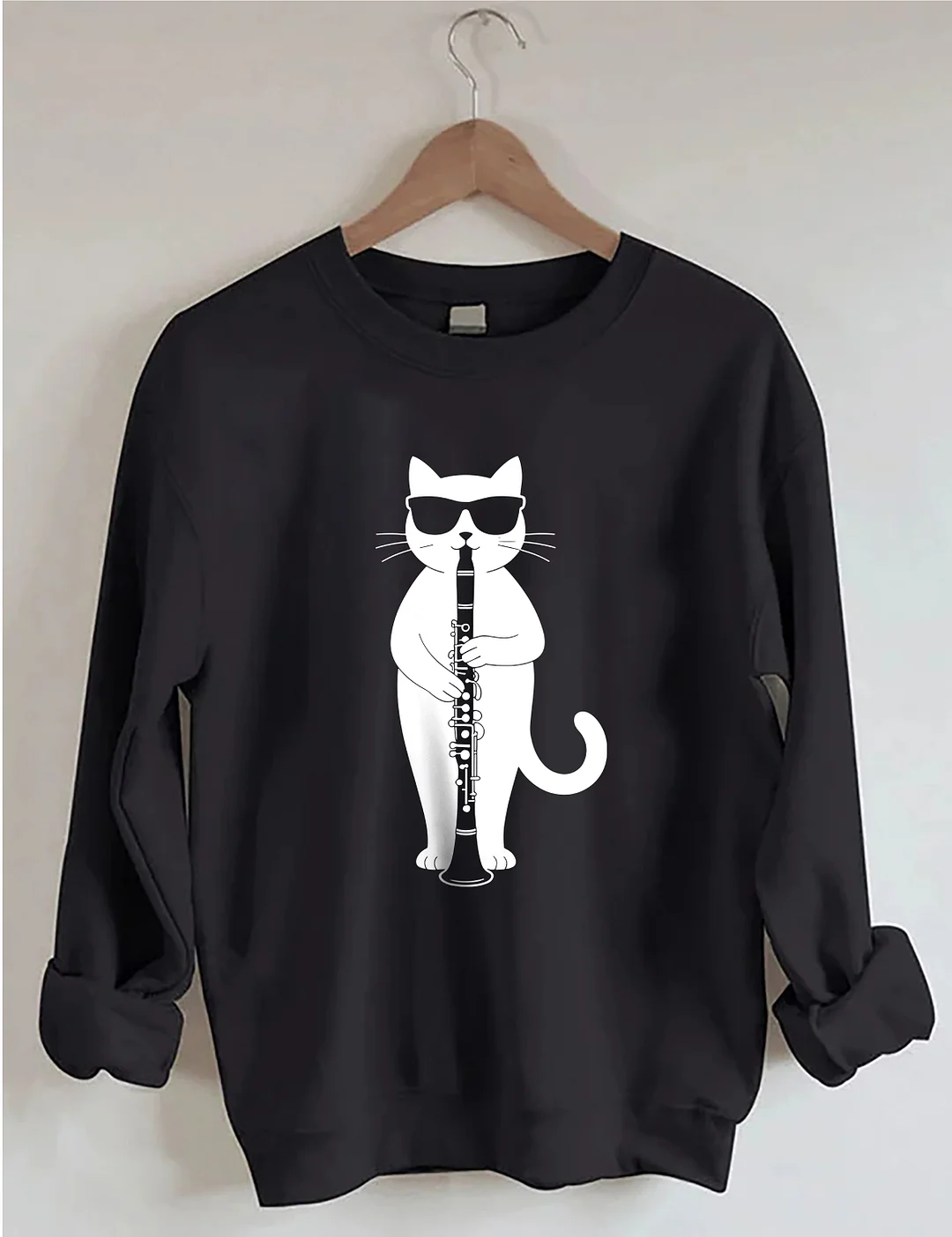 Funny Cat Clarinet Player Sweatshirt