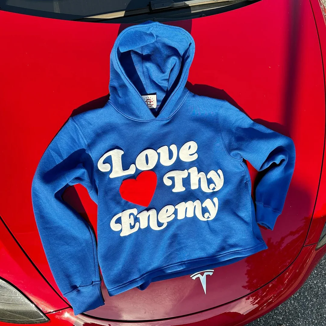 Love Thy Enemy Print Long Sleeve Hoodies