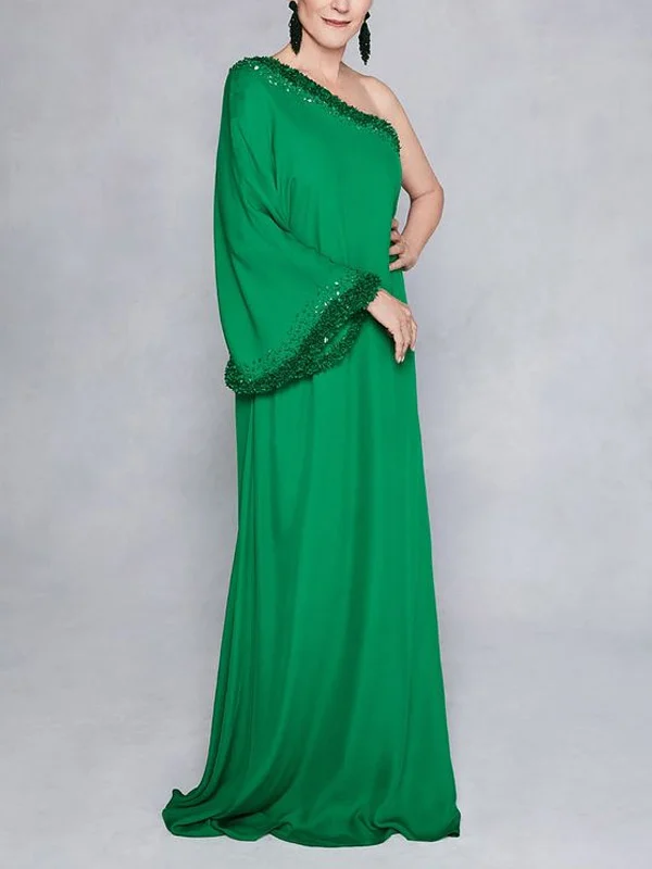 One Shoulder Sequins Loose Women's Dress