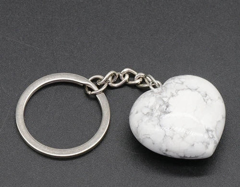 Minimalist Heart Shape Natural Stone Polishing Crystal Keychain