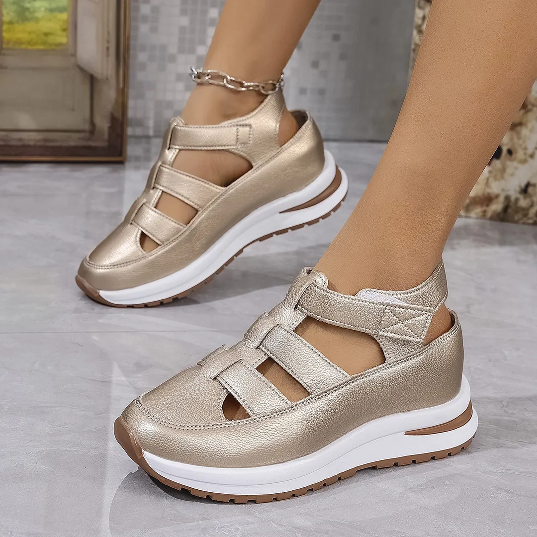 Breakj Breakj New Women's Thick Soles High Sandals Large-Size Hollow Round Head In High Sports Sandals