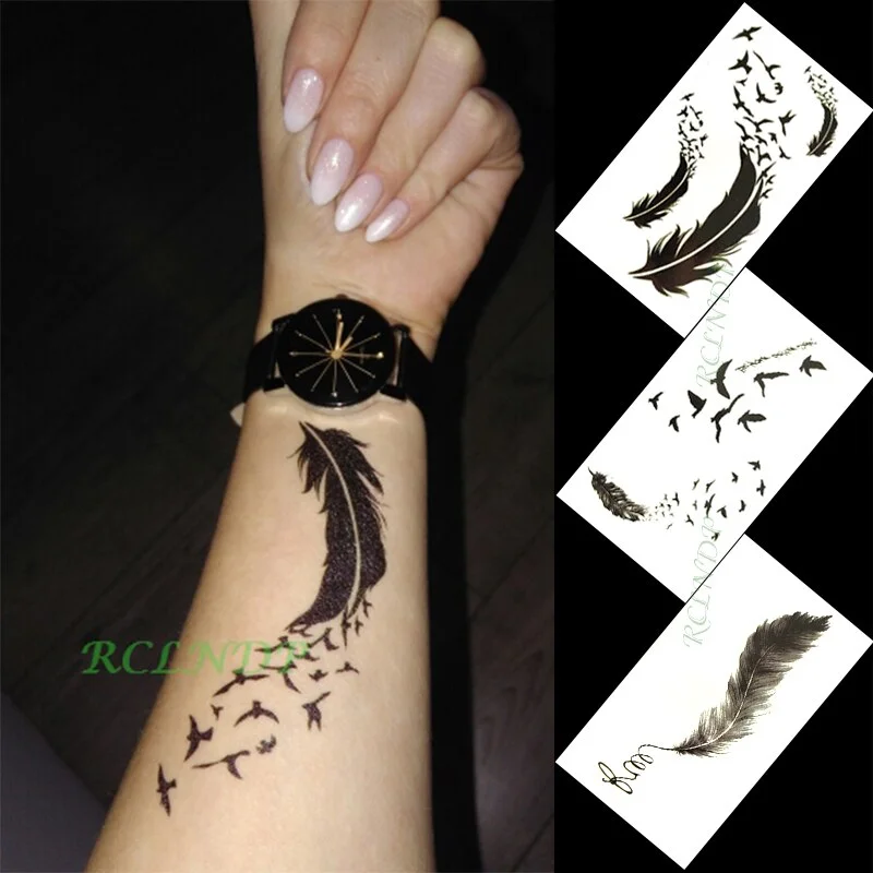 Waterproof Temporary Tattoo Sticker mandala henna bird feather body art tatto flash tatoo fake tattoos for girl women men 4