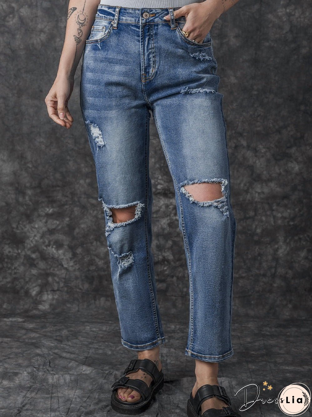 Distressed Denim Trousers