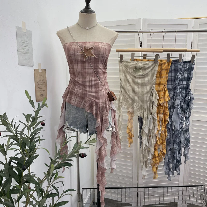 Nigikala Nigikala Shooting Retro Irregularly Hollow Knitted Jersey Dress Girl With Hottie Word Shoulder Collar Blouse 8101