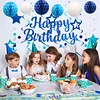 Birthday Decorations, NO DIY, Pre-Strung Happy Birthday Banner with Honeycomb Balls, Hanging Swirls, Circle Dots Garland, Happy Birthday Party Decorations for Women Men Boys Girls (Blue)
