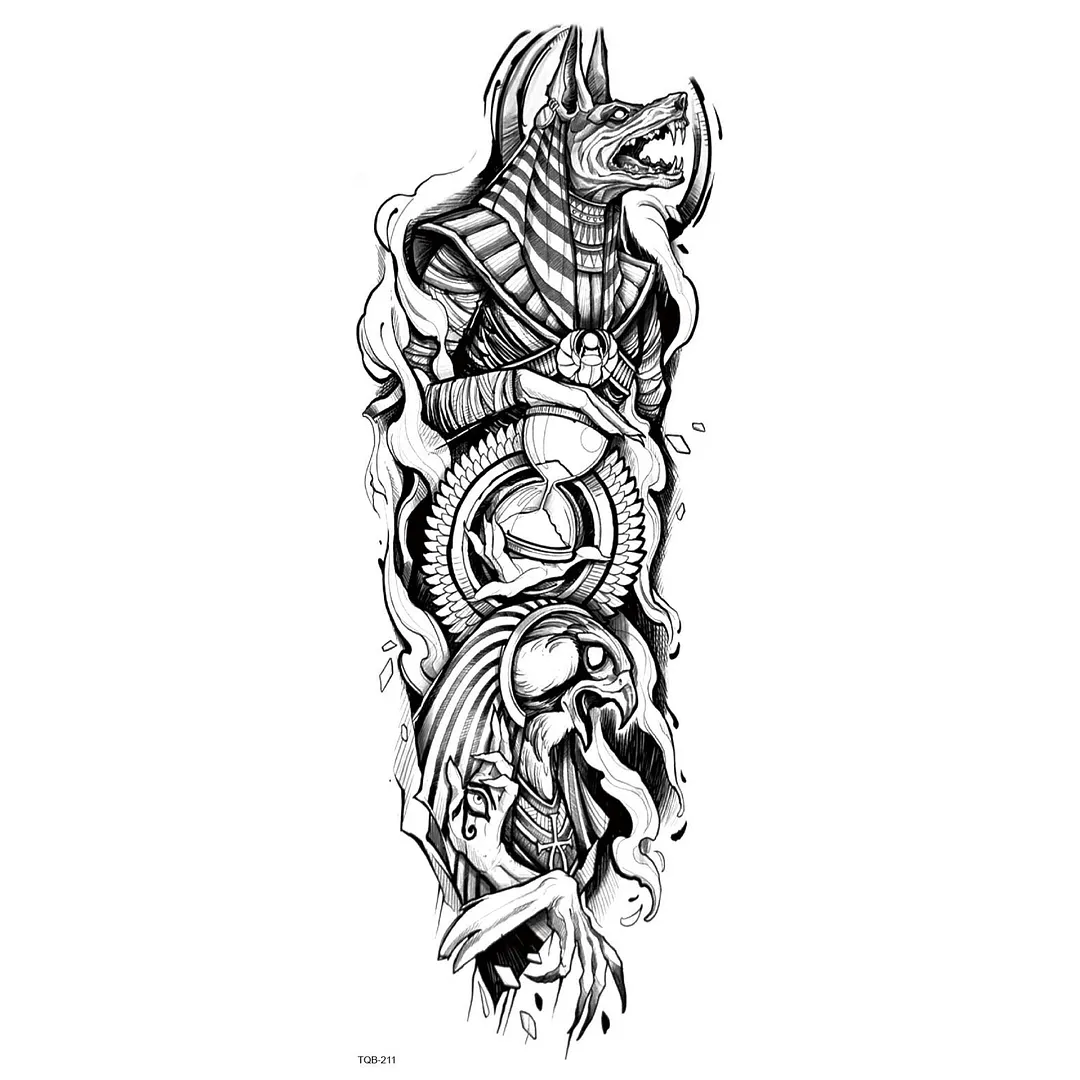 Large Arm Sleeve Tattoo Lion Tiger Owl Snake Clock Waterproof Temporary Tatto Sticker Skull Body Art Full Fake Tatoo Women Men