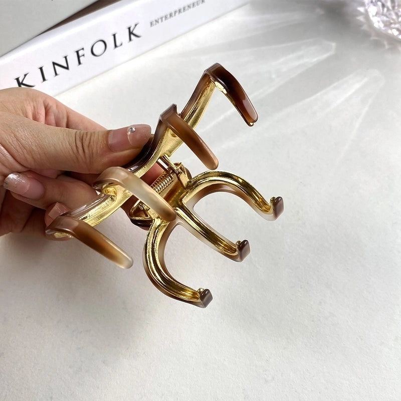 Women’s Elegant Sweet Checkered Alloy Acetic Acid Sheets Hair Claws