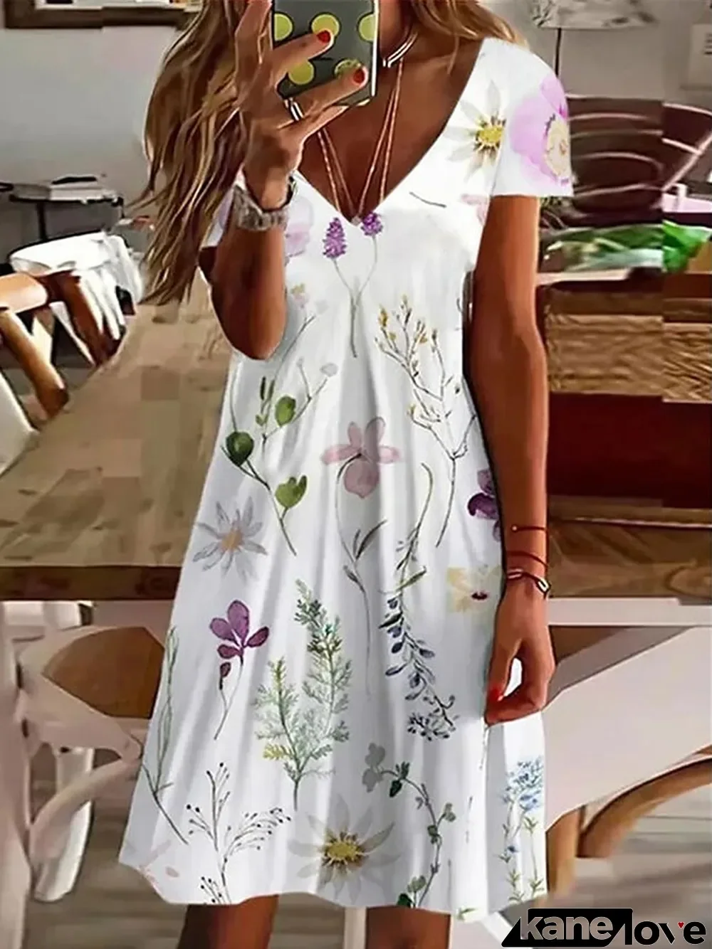 Women's Summer Dress Print Dress Floral Print V Neck Mini Dress Active Fashion Outdoor Daily Short Sleeve Regular Fit Yellow Purple Gray Summer Spring S M L XL XXL