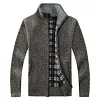 Men's Thickened Casual Fleece Loose Stand Collar Knit Cardigan Sweater Jacket Coat