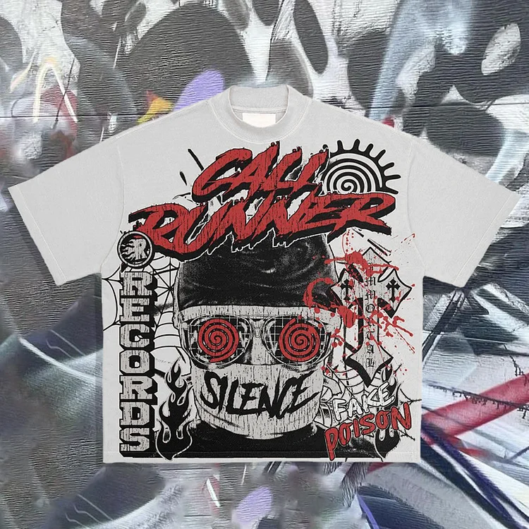 Flame Abstract Skiiiii Graphics 100% Cotton T-Shirt