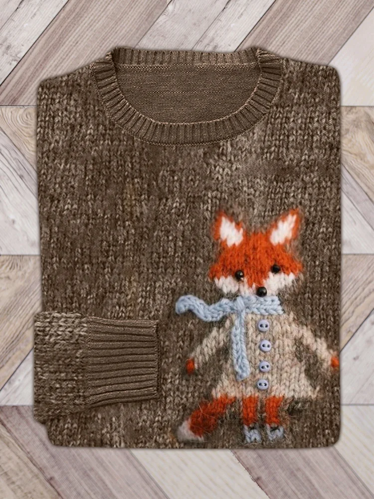 🔥kukelife🔥Lovely Fox Knit Art Cozy Sweater