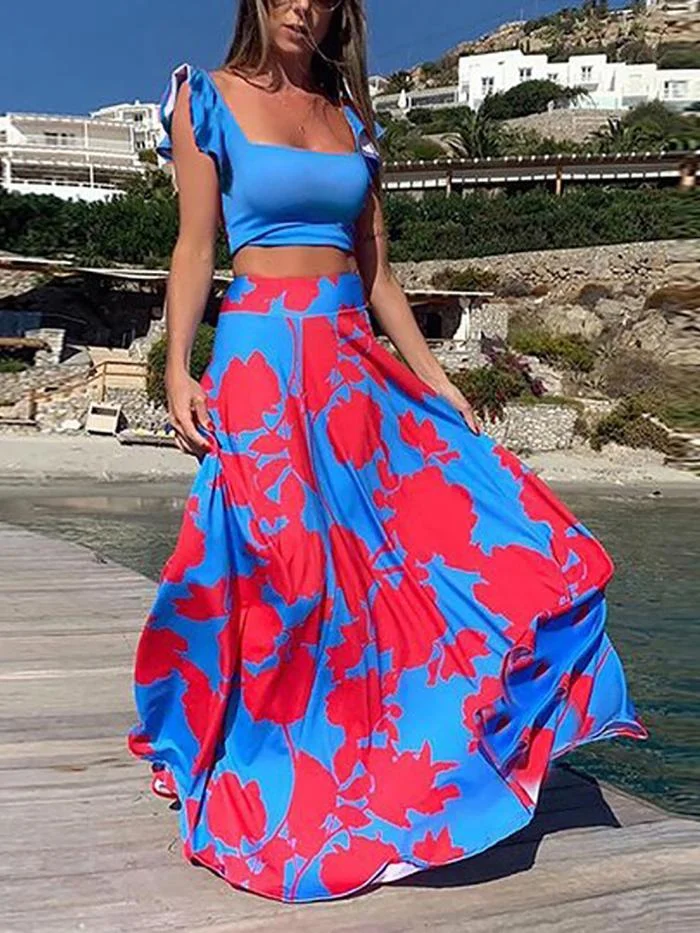 Fashion strapless digital print dress