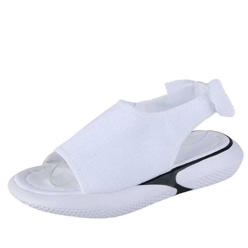 Woman sandal Mesh peep toe Chunky sandals Wedges shoes for women Soft Beach shoes White Black Summer woman shoe