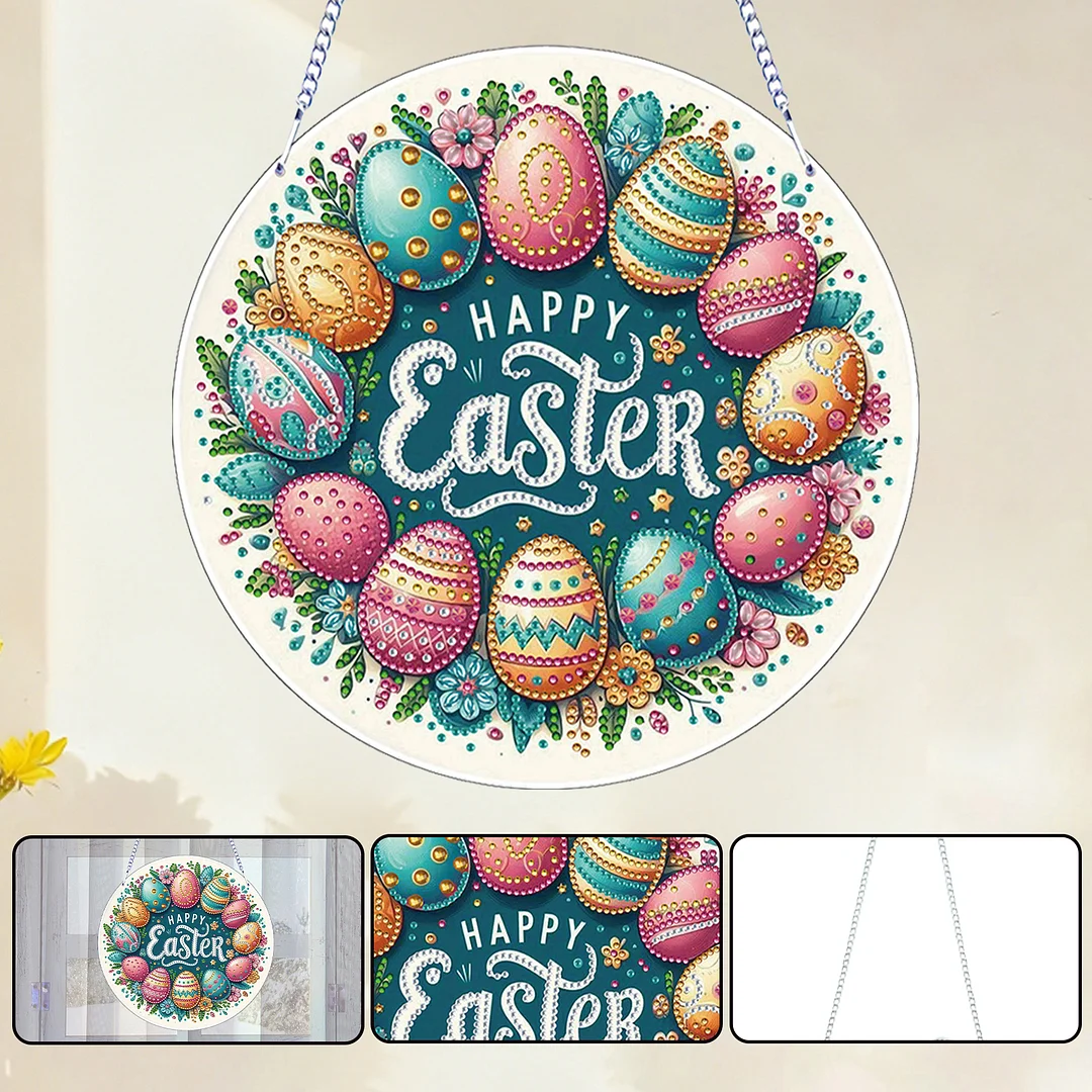 Easter 2D Flat DIY Hanging Diamond Art Ornament Home Window Pendant (Easter Egg)