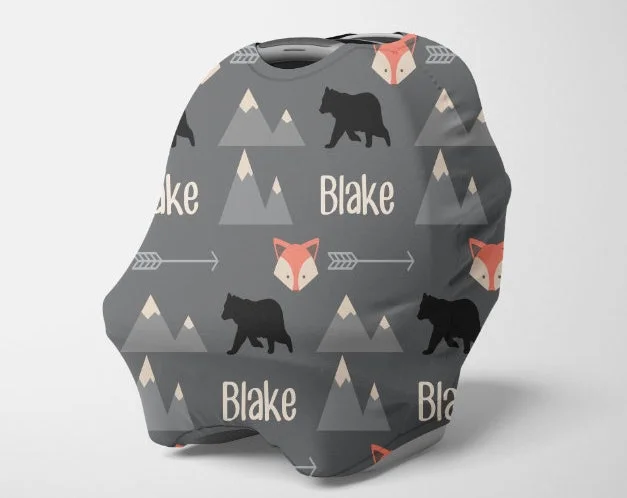 Personalized Woodland Baby Car Seat Canopy| Canopyl111