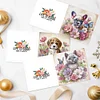 (US Local)6Pcs Cats Dogs DIY Diamond Painting Greeting Card Kit with Envelope for Friend