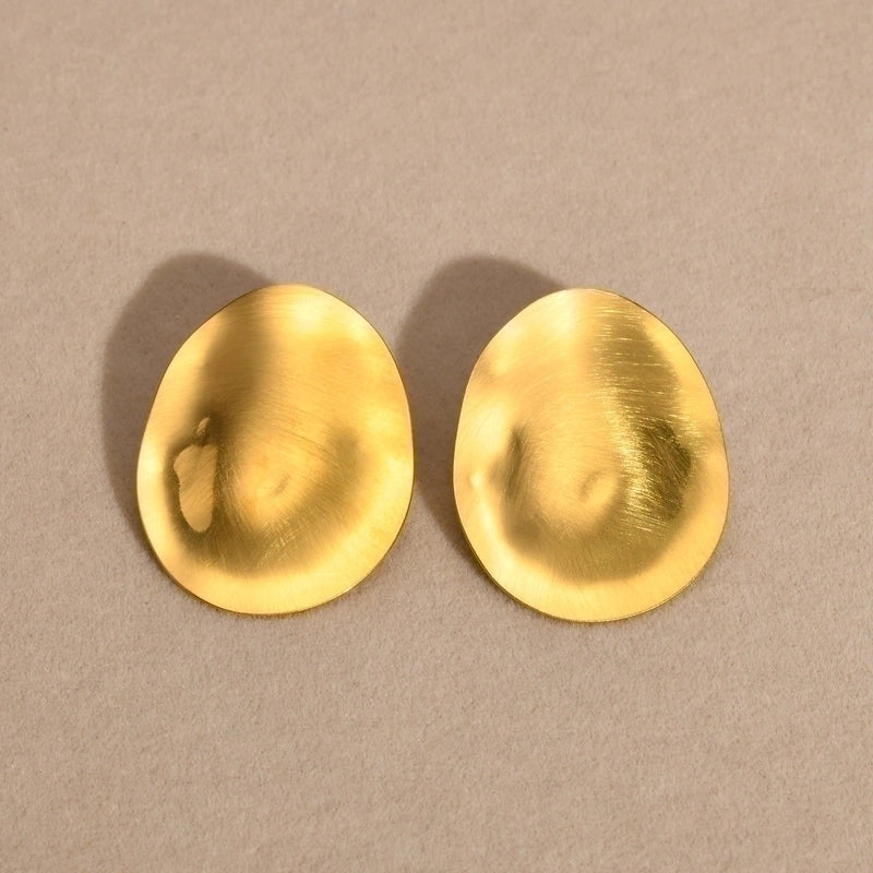 1 Pair INS Style Oval Plating 304 Stainless Steel 18K Gold Plated Ear Studs