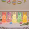 Easter Bunny Night Light 3D Printed LED Cute Rabbit Lamp Lighted Hollow Out Bunny Figurine Easter Gifts Kawaii Room Decor (5PCS)