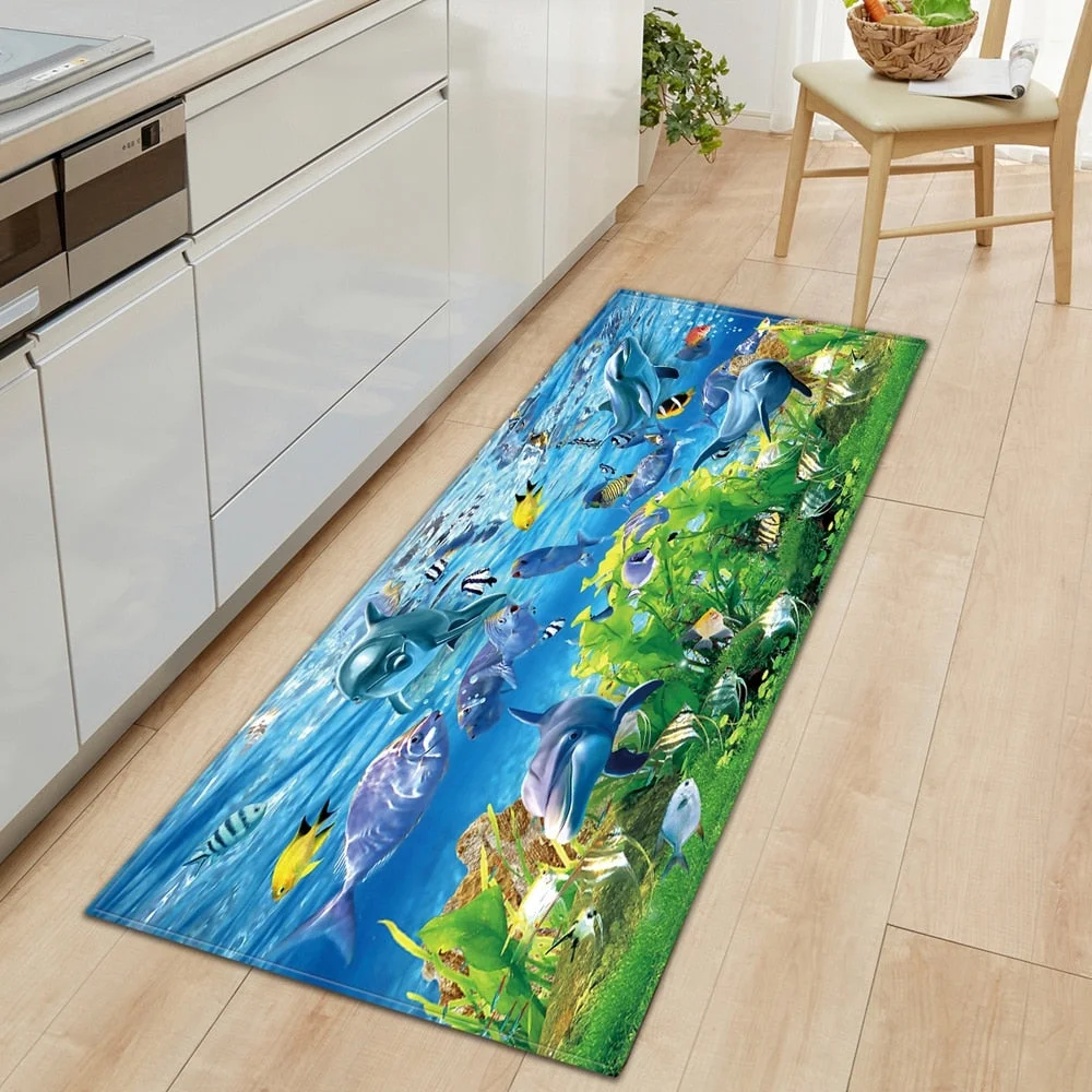 Kitchen Mat Entrance Doormat Living Room Bedroom Sofa Hallway Rectangle Decoration Floor Carpet Bathroom Water absorption Rugs