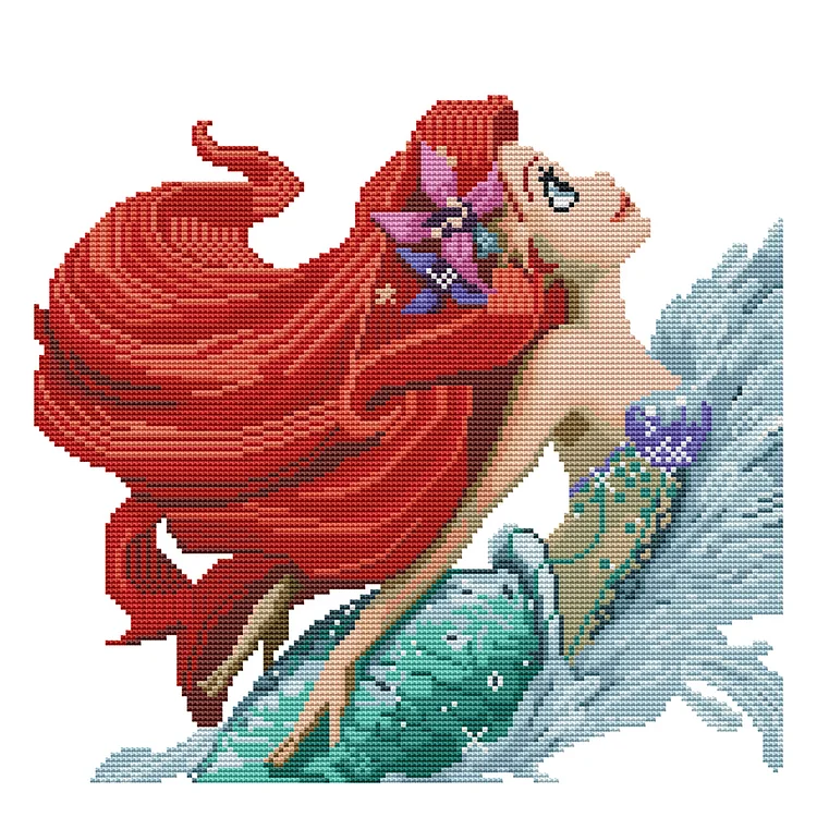 Disney Mermaid 11CT Stamped Cross Stitch 40*40CM
