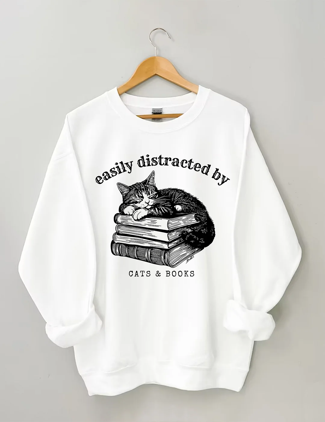 Easily Distracted By Cats And Books Sweatshirt
