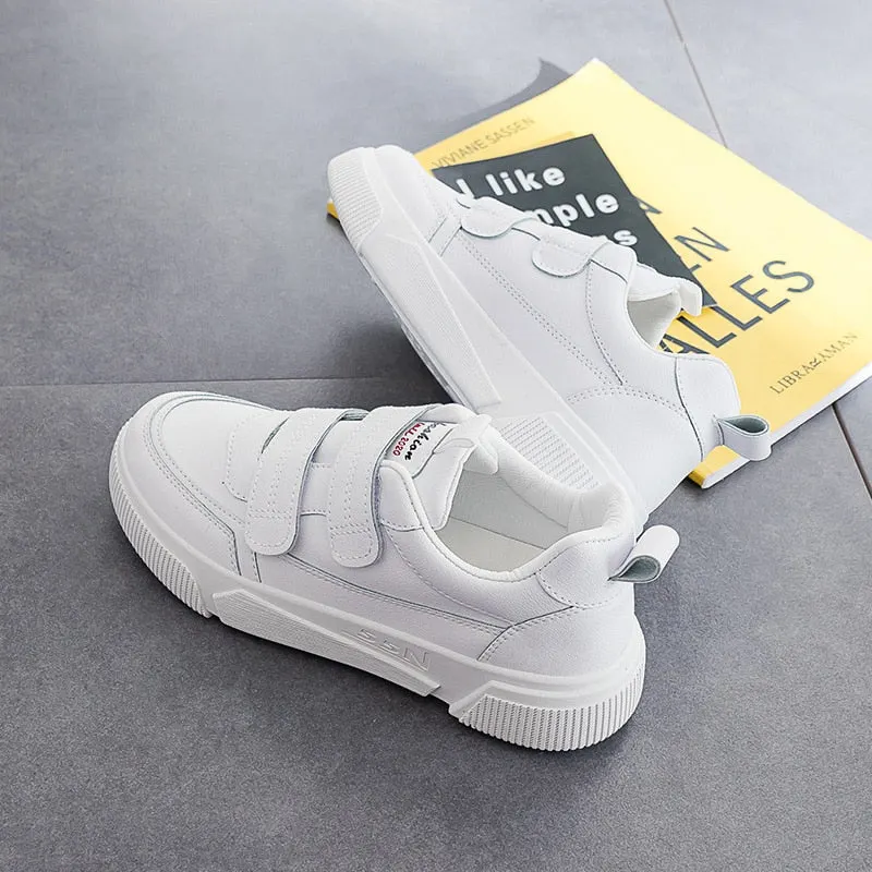 Women Lightweight Sneakers White Velcro Shoes Korean Version Casual Combinable Comfortable Spring Autumn 2021
