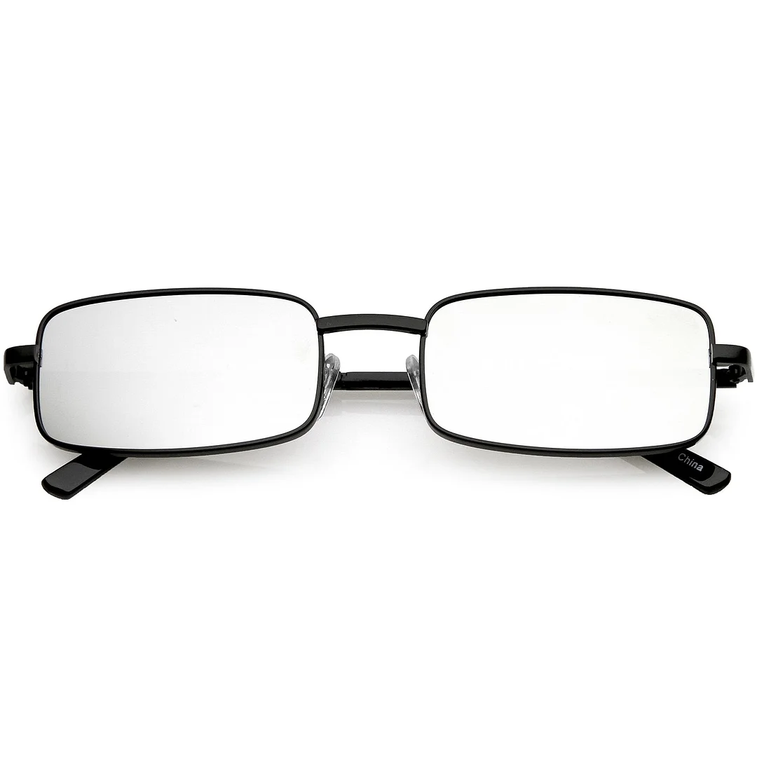 Classic Small Metal Rectangle glasses Color Mirrored Flat Lens 54mm