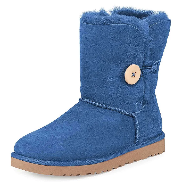 Blue Vegan Suede Flat Winter Boots |FSJ Shoes