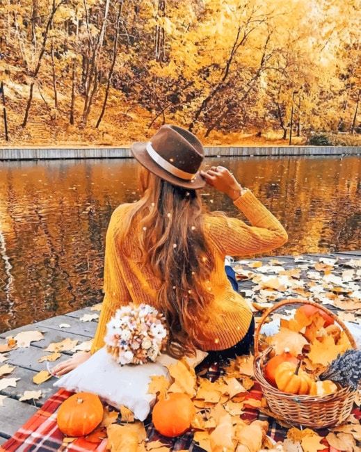 

Girl Enjoying Autumn View – Paint By Numbers - 40*50CM, 501 Original