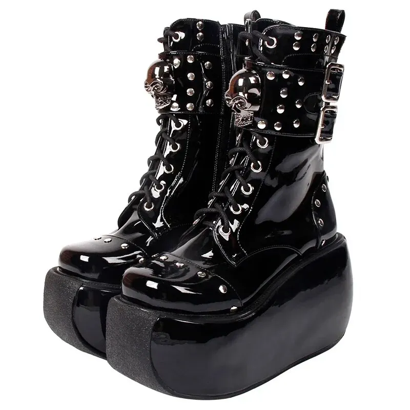 VCshoes Women Motorcycle Cool Punk Boots Lady Lolita COS Shoes Woman High Heels Pumps 10cm STYLE Heel 8825 PL