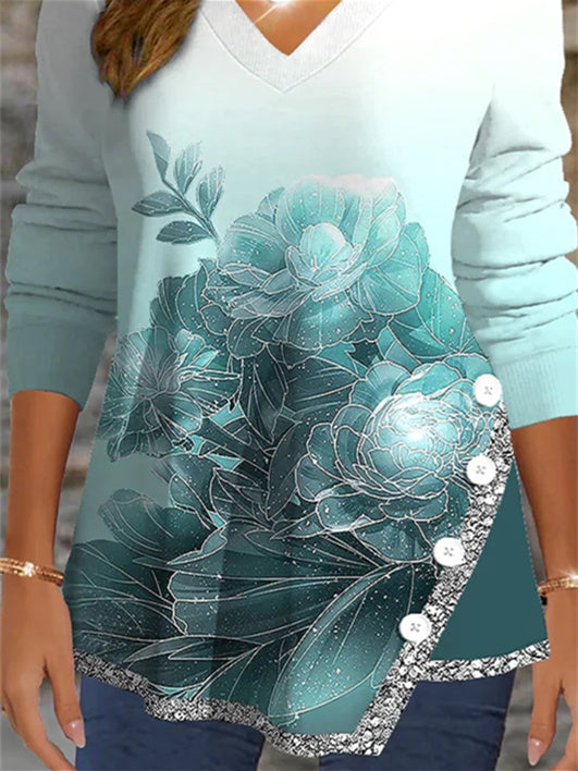 Women Half Sleeve V-neck Solid Color Dress