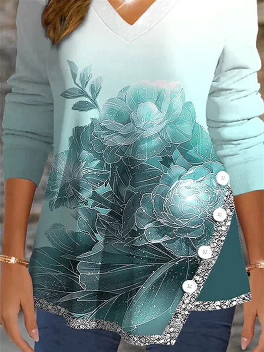 Women Half Sleeve V-neck Solid Color Dress