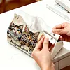 DIY Diamond Art Tissue Box Holder Cat PU Leather Diamond Art Desktop Organizer Resin Rhinestone Storage Organizers Gem Art Home Office Decor Craft Gift for Women