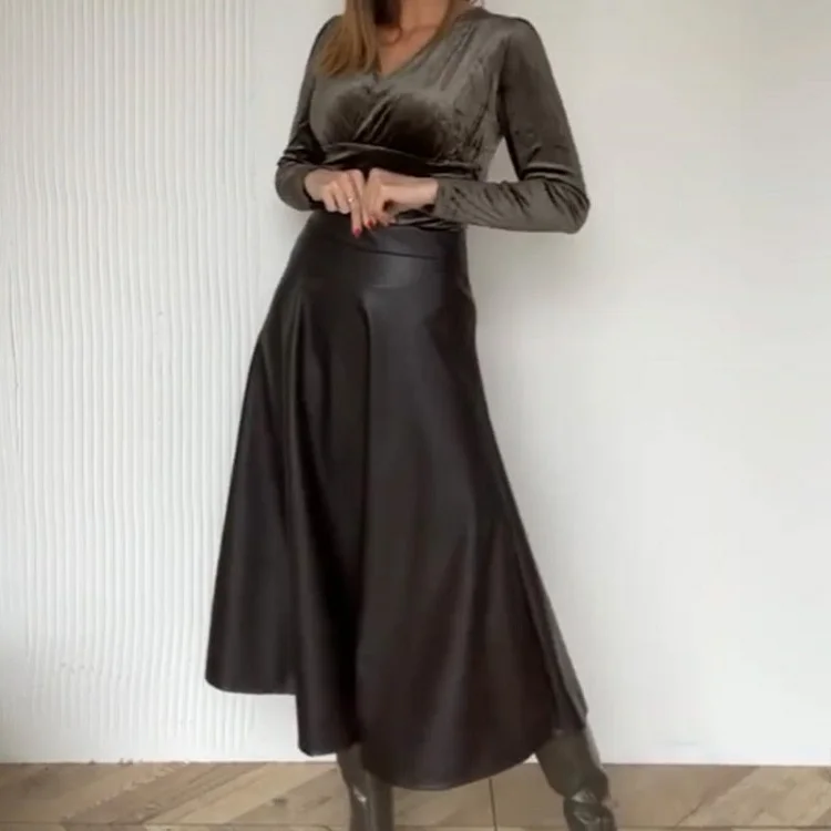 ✨ Women's Elegant Glossy Solid Color Skirt – Chic & Stylish! ✨