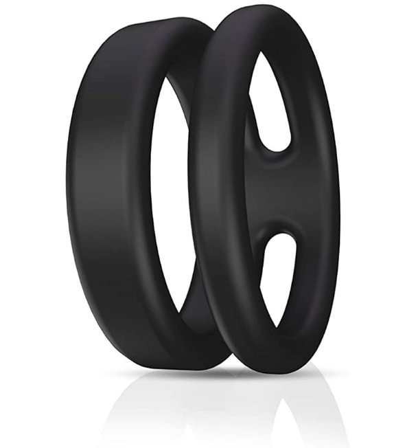 Silicone Dual Penis Ring, Premium Stretchy  Erection Cock Ring Erection Enhancing Sex Toy Rose Toy
