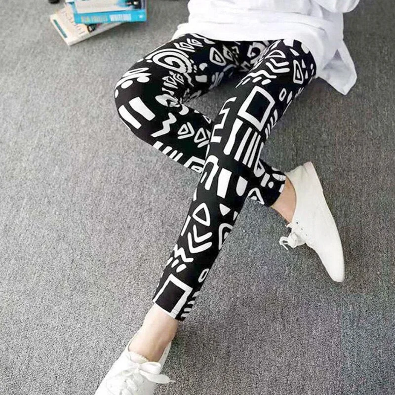 CUHAKCI Push Up Leggins Mujer Stripe Printed Leggings Women  Dot Mid Waist Polyester Fitness Pants