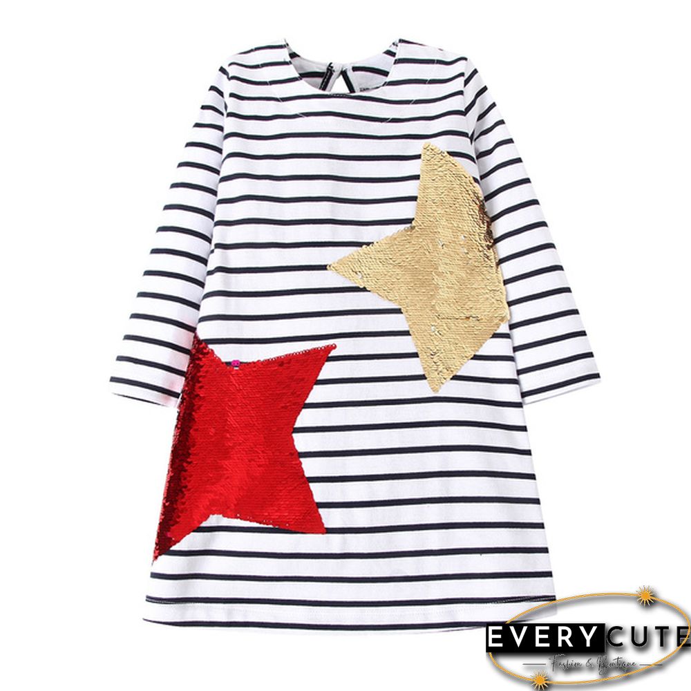 Toddler Baby Girls Kids Autumn Clothes Cute Cartoon Applique Long Sleeve T-Shirt Dress