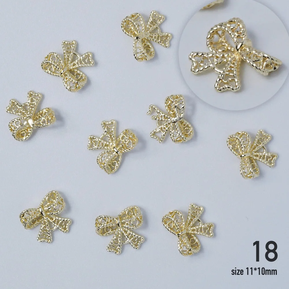 Nail jewelry 3D Alloy high quality zircon Butterfly Flower crystal Pearl Metal Manicure Nails DIY Accessories Nail Decor