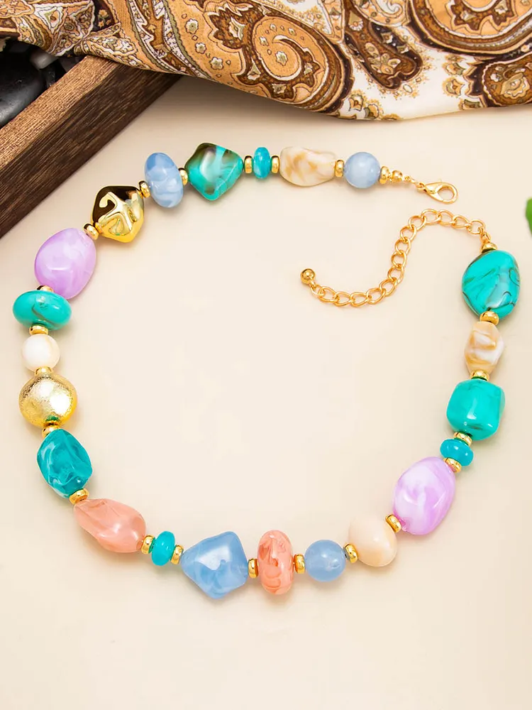 Asymmetric Colorful Geometric Irregularity Necklaces Accessories