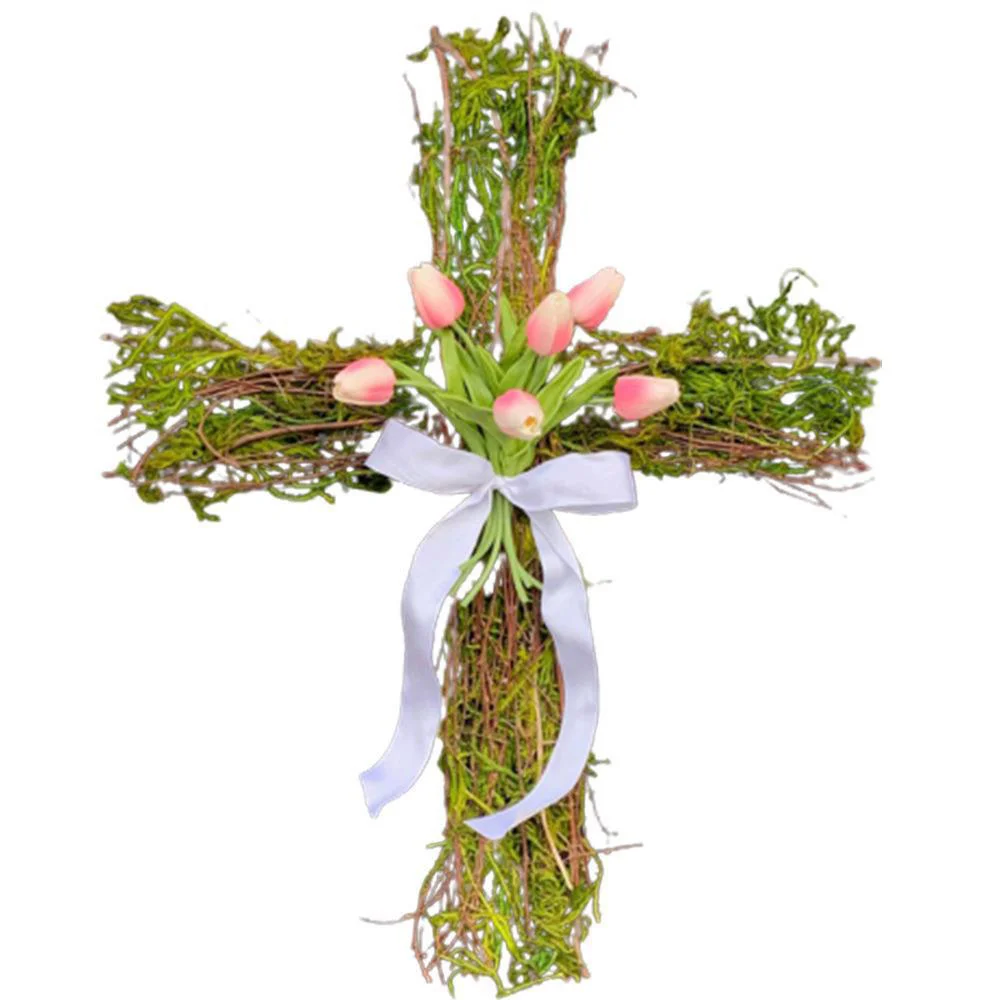 Tulip garland cross decoration door hanging