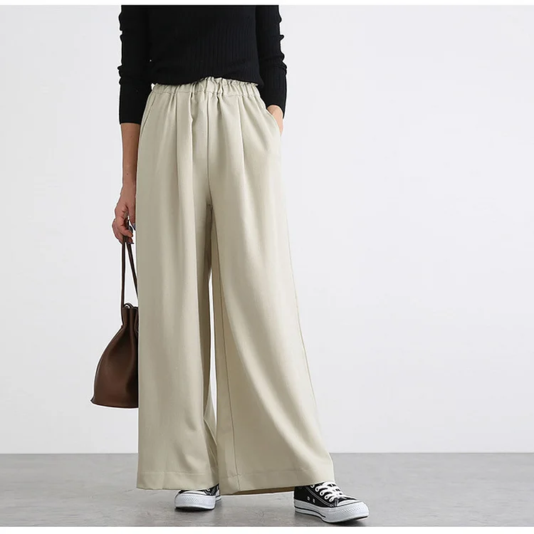 Loose Solid Color Wide-Leg Pants