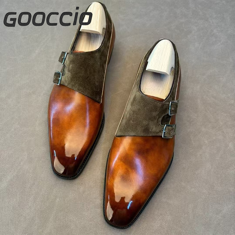 GS188 Prenium Calf Skin + Suede Dress Shoes/Monk Shoes For Men GOOCCIO   
